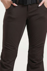 Women’s Dark Brown Slim Fit Waterproof Flared Hem Ski Pants